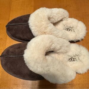 UGG Brown Suede & Cream Sheepskin Slippers